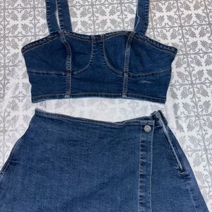 Denim Crop Top and Skirt Set